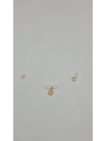 Colier Perle Naturale Argint Placat cu Aur Soare
