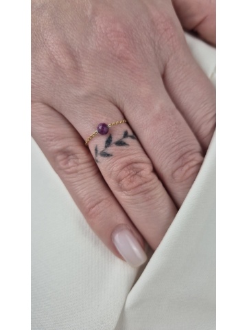 Inel Handmade Argint placat cu Aur Rubin