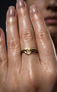 Alet - Inel Handmade Reglabil cu Pandantiv Inima din Aur 14k