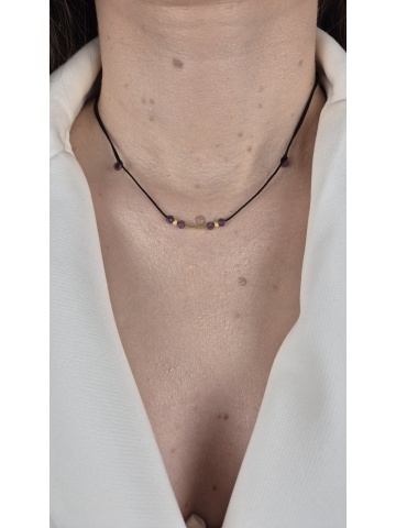 Colier Choker Handmade Argint Placat cu Aur Rubin