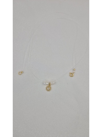 Colier Perle Naturale Argint Placat cu Aur Soare