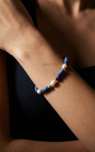 Brățară Argint Perle Pietre Semiprețioase Lapis Lazuli