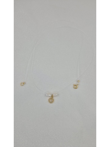 Colier Perle Naturale Argint Placat cu Aur Soare