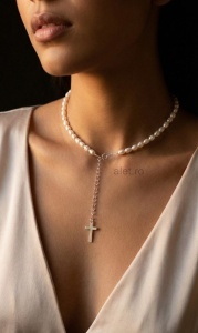 Colier Argint Perle Cruciuliță
