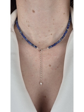 Colier Argint Perle Pietre Semiprețioase Lapis Lazuli - Img 2