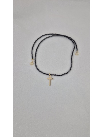 Colier Handmade Argint Placat cu Aur Cruce Cubic Zirconiu