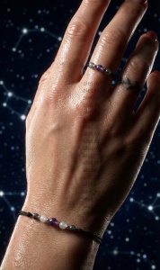 Alet - Inel Handmade din Argint 925 cu Ametist, Safir si Piatra Lunii, Zodia Varsator
