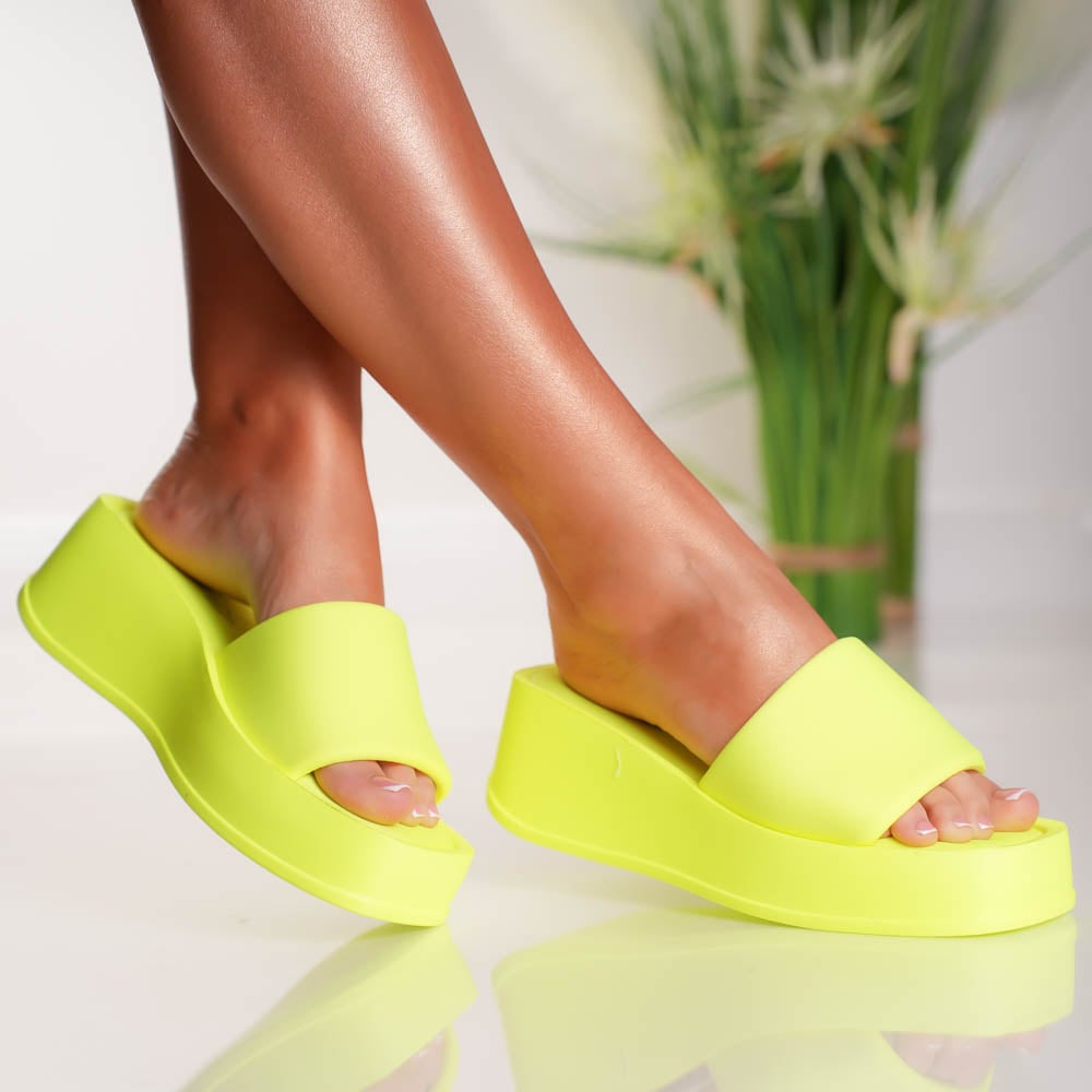 Papuci Cu Platforma Merry - 3WL272 Fluorescent Yellow - 1 | YEO