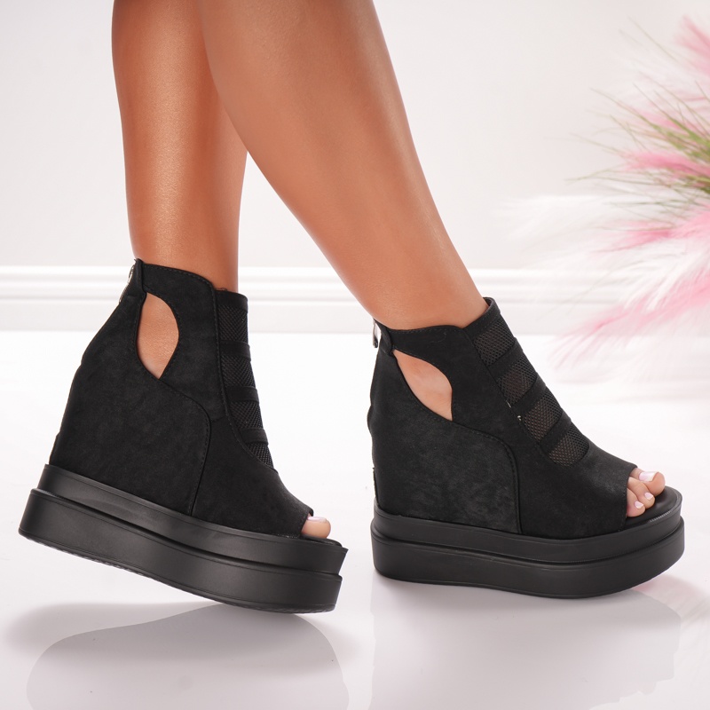 Ghete Dama cu Platforma - 1053 Black - 1 | YEO
