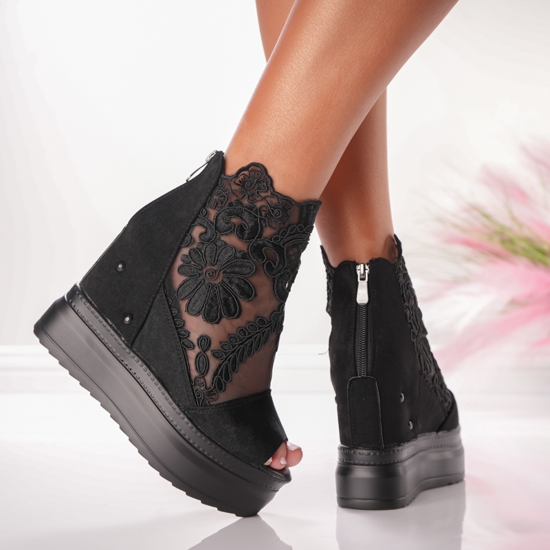 Ghete Dama cu Platforma - 3AW285 Black - 1 | YEO