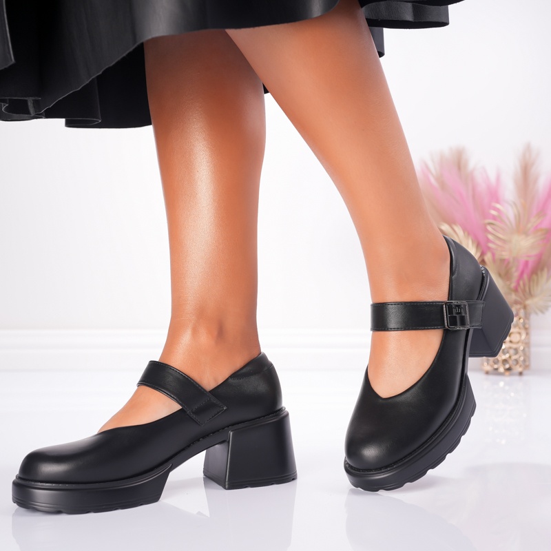 Pantofi Casual Toc Lolly - 1032 Black - 3 | YEO