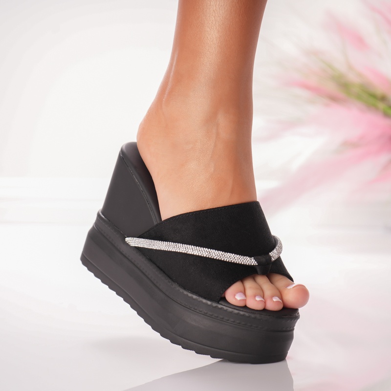 Papuci Cu Platforma - 3AW317 Black White