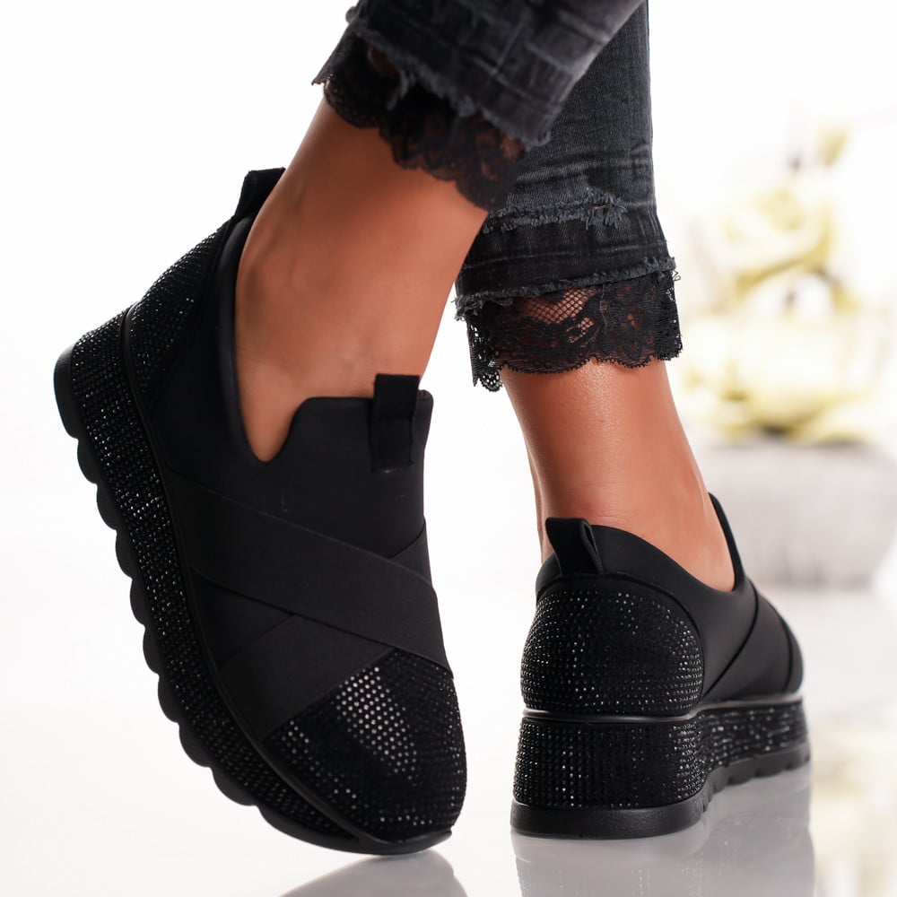 Pantofi Casual Ella - 3KMD16 Black 01 - 2 | YEO