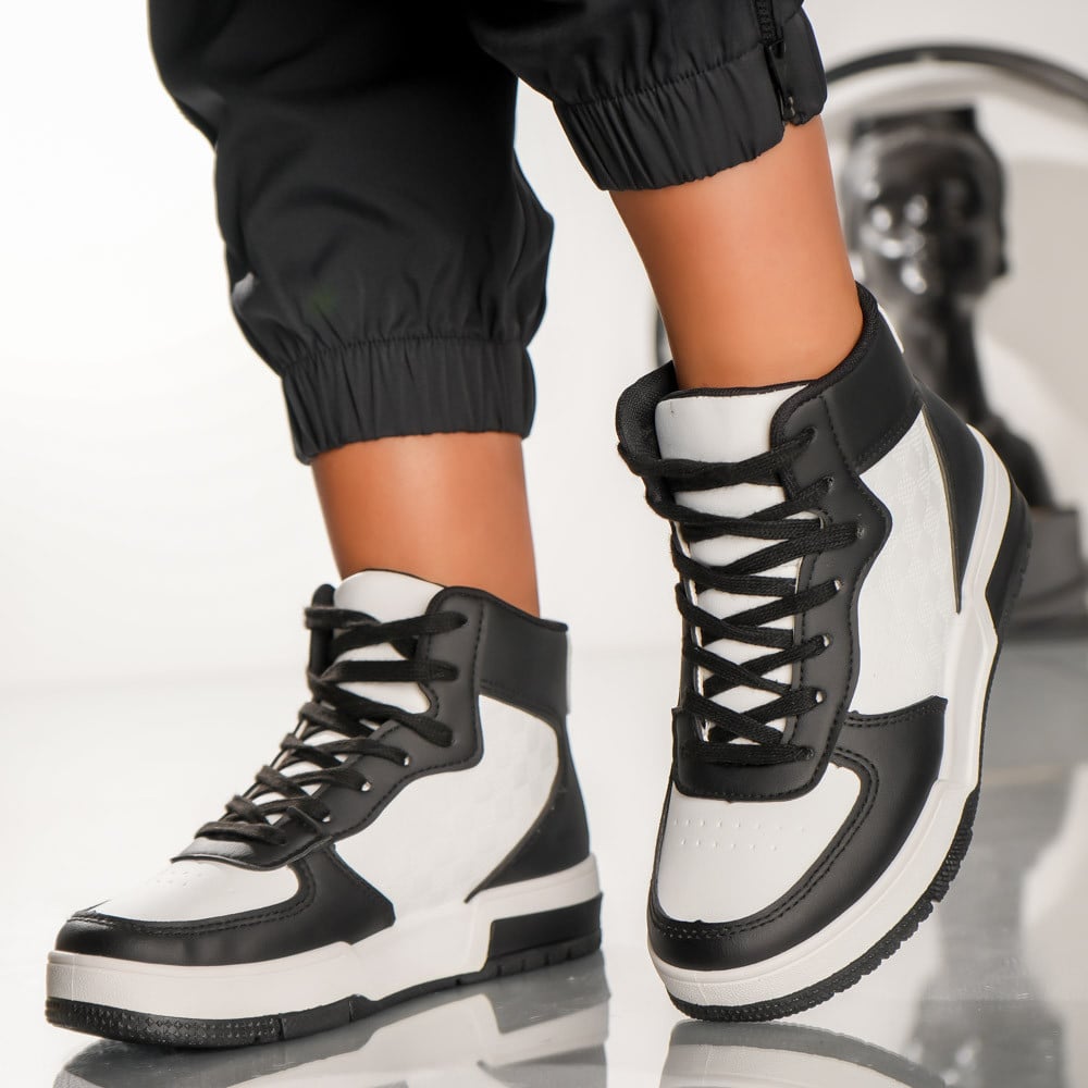 Ghete Sport Hi-Top - R888 White Black - 2 | YEO