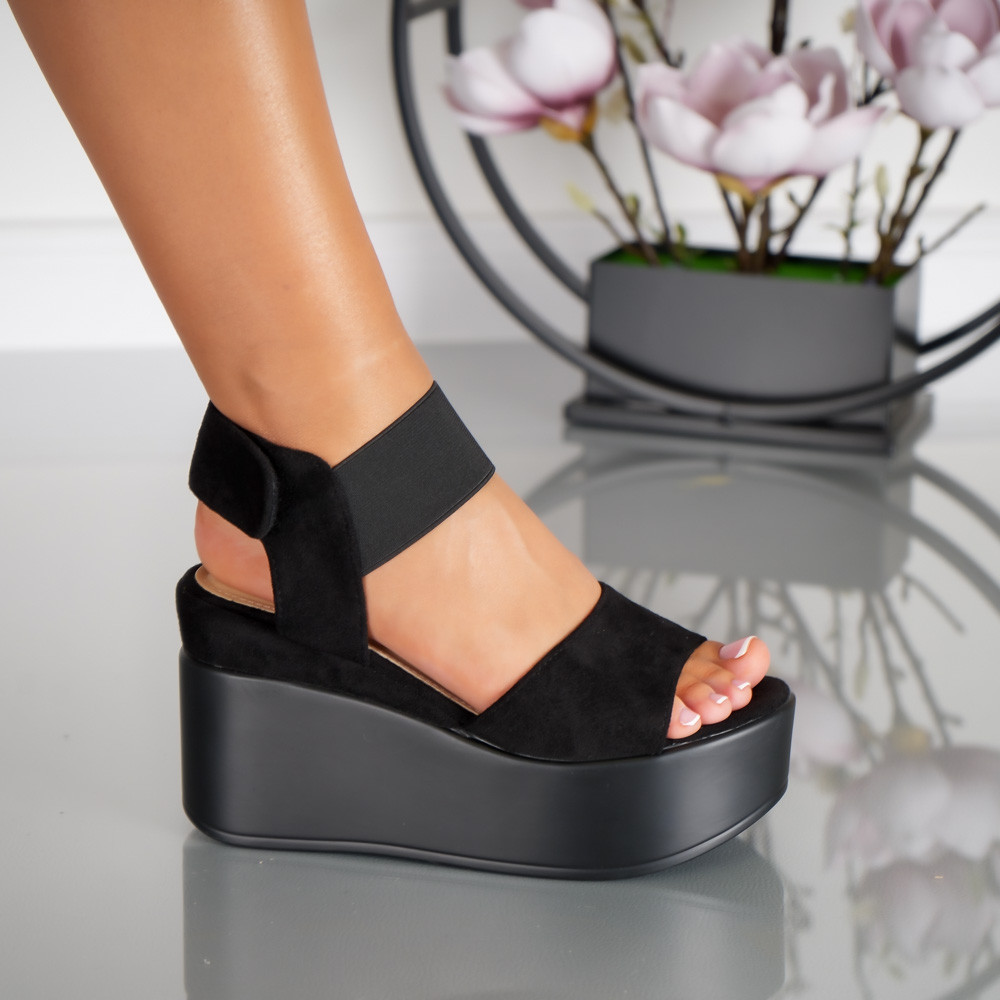 Sandale cu Platforma - A24-1081 Black - 2 | YEO