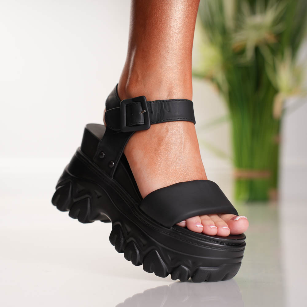 Sandale Dama cu Platforma Pretty - 3WL207 Black - 1 | YEO