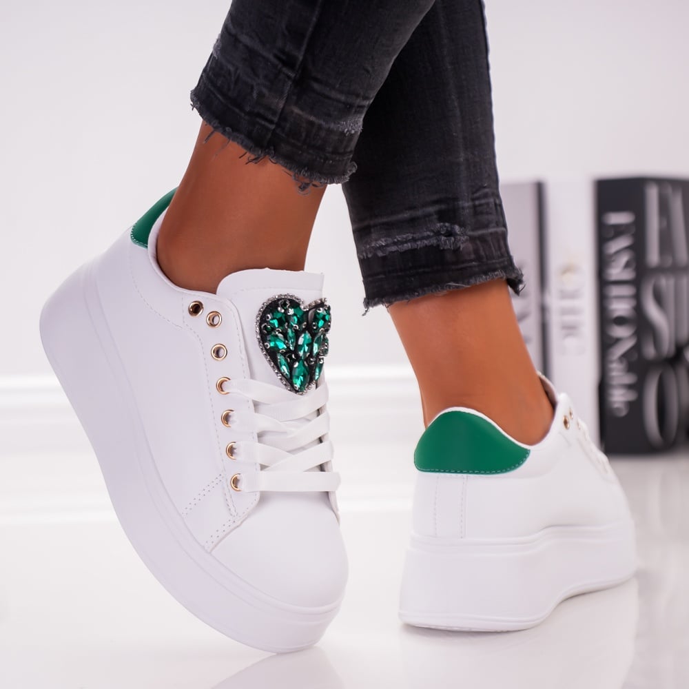 Pantofi Sport Heart - B24-1593 White Green