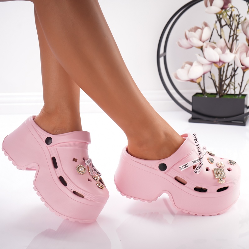 Saboti Krock Cu Platforma - BG202 Pink - 2 | YEO