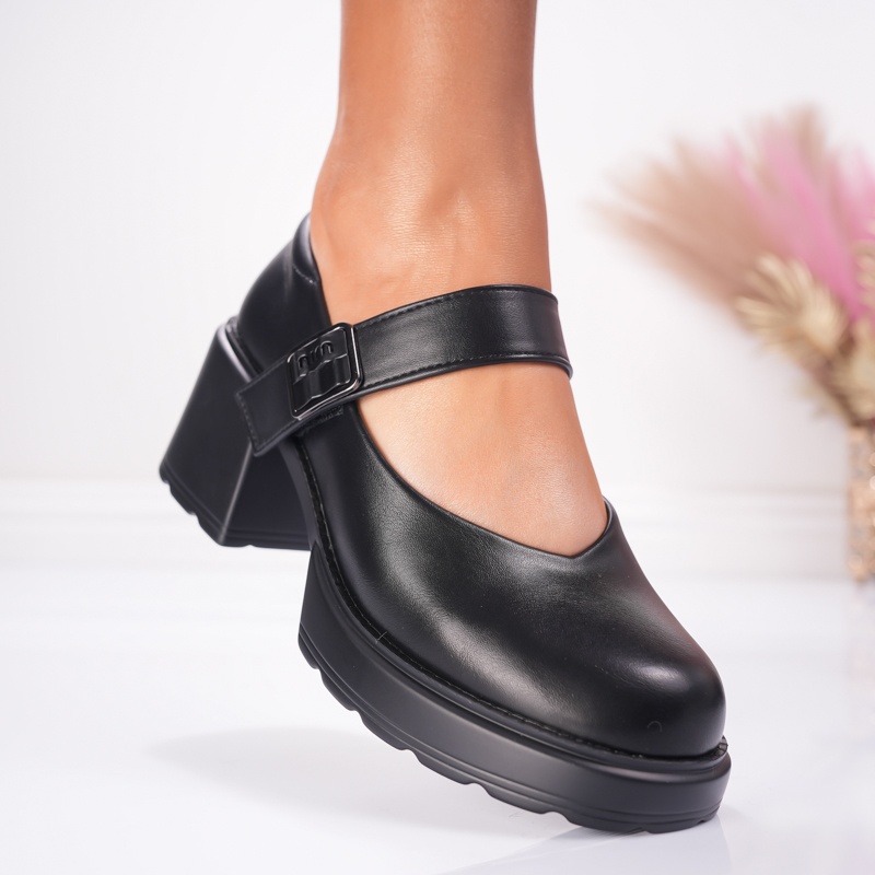 Pantofi Casual Toc Lolly - 1032 Black - 1 | YEO