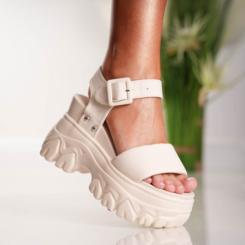 Sandale Dama cu Platforma Pretty - 3WL207 L. Beige - 1 | YEO