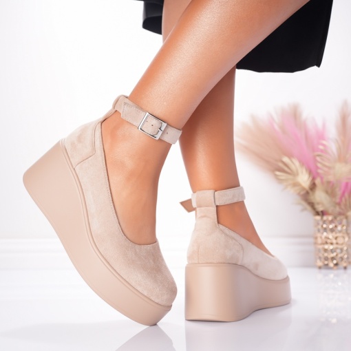 Pantofi Casual cu Platforma Deea - 1038 Beige - Img 1