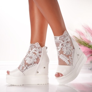 Ghete Dama cu Platforma - 3AW285 White - Img 4