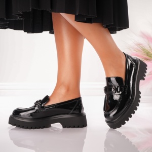 Pantofi Casual Glossy Buckle - X-9 Black 3163 - Img 4