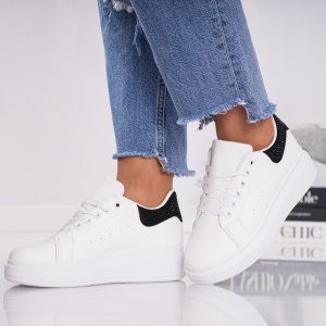 Pantofi Casual Muse - 1861 White Black - Img 4