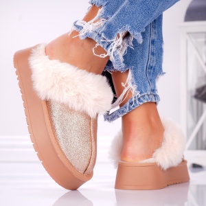 Papuci Casual UG - Furry Soft BG183 Champagne - Img 3