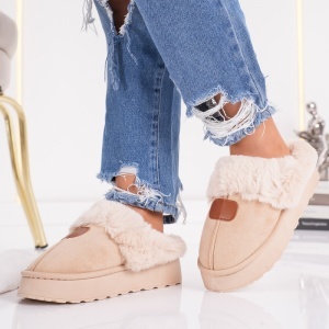 Papuci Imblaniti Tip UG - CozyWarm MK058-1 Beige - Img 4
