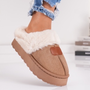 Papuci Imblaniti Tip UG - CozyWarm MK058-1 Khaki - Img 2