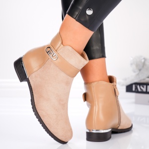Botine Dama - Vexa Classic Buckle Boots 3AH25 Beige