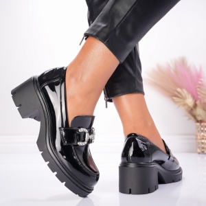 Pantofi Casual Toc Lac - 1007 Black - Img 4