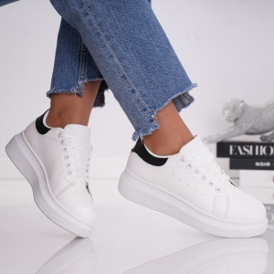 Pantofi Sport Queen - 1860 White-Black - Img 2
