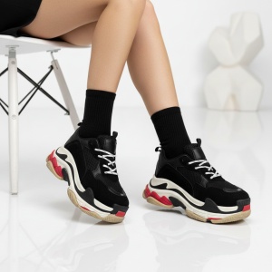 Pantofi Sport Triple S - BL608 Black White - Img 5