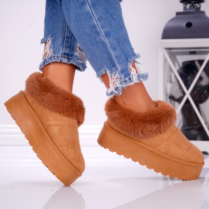 Papuci Casual UG - FluffySoft EV502 Camel - Img 2