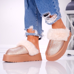 Papuci Casual UG - Furry Soft BG183 Champagne - Img 4