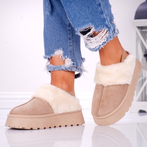 Papuci Casual UG - SoftFur OM566 Khaki - Img 4