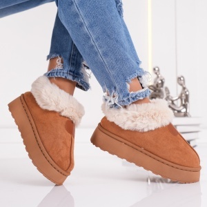 Papuci Imblaniti Tip UG - CozyWalk MK060-1 Camel - Img 3