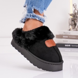 Papuci Imblaniti Tip UG - CozyWarm MK058-1 Black - Img 3