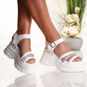 Sandale Dama cu Platforma Mirra - 3WL206 White - Img 2