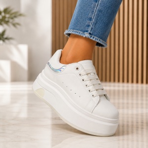 Sneakers Dama Platforma NOVA - JX888 White Silver