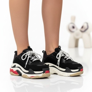 Pantofi Sport Triple S - BL608 Black White - Img 2