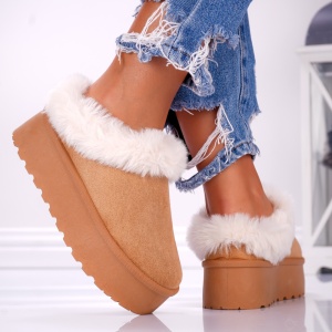 Papuci Casual UG - FluffyRise Y127 Camel