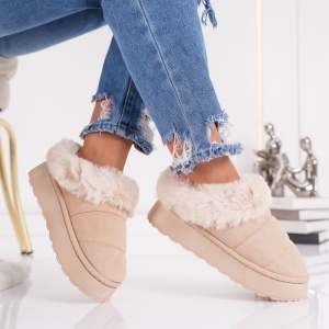 Papuci Imblaniti Tip UG - CozyStep MK059-1 Beige - Img 2