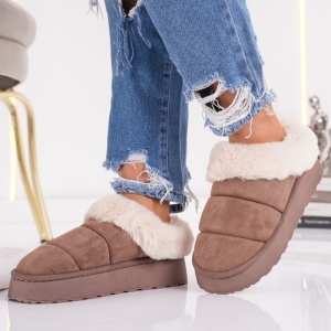 Papuci Imblaniti Tip UG - CozyStep MK059-1 Brown - Img 4