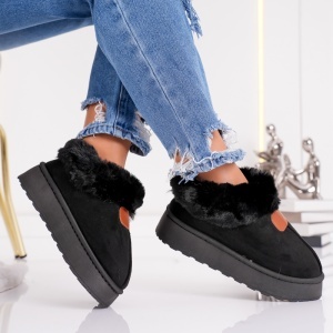 Papuci Imblaniti Tip UG - CozyWalk MK060-1 Black - Img 2