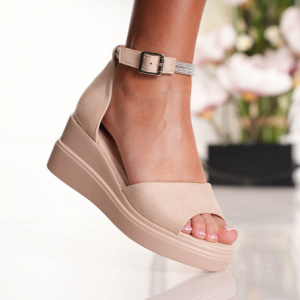 Sandale cu Platforma - A24-1078 Beige - Img 2