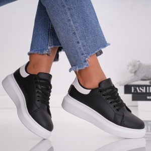 Pantofi Sport Queen - 1860 Black-White - Img 2