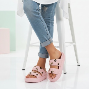 Papuci Cu Platforma - BG196 Pink - Img 3
